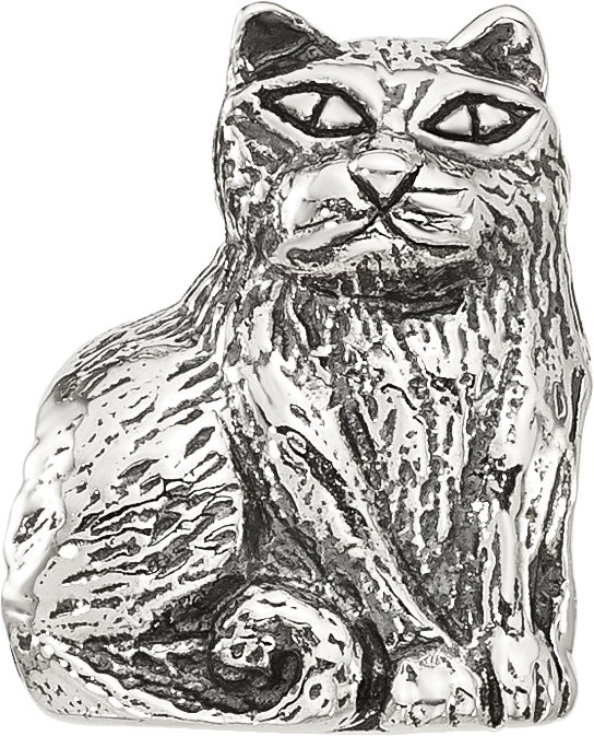 Sterling Silver Reflections Antiqued Cat Bead