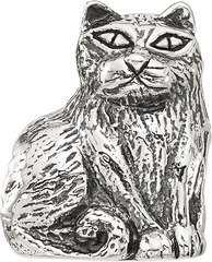 Sterling Silver Reflections Antiqued Cat Bead