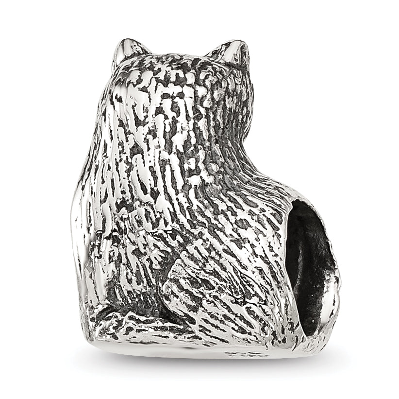 Sterling Silver Reflections Antiqued Cat Bead