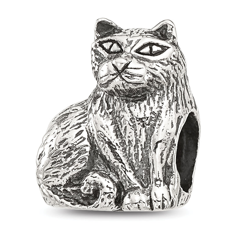 Sterling Silver Reflections Antiqued Cat Bead