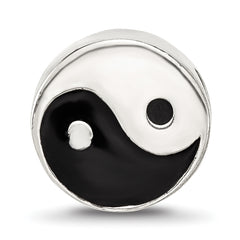 Sterling Silver Reflections Enameled Yin and Yang Circle Bead