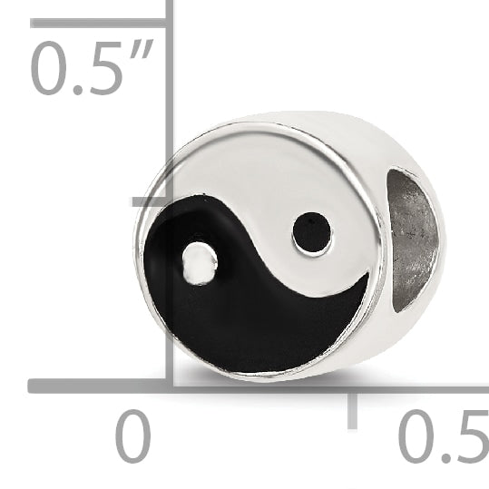 Sterling Silver Reflections Enameled Yin and Yang Circle Bead