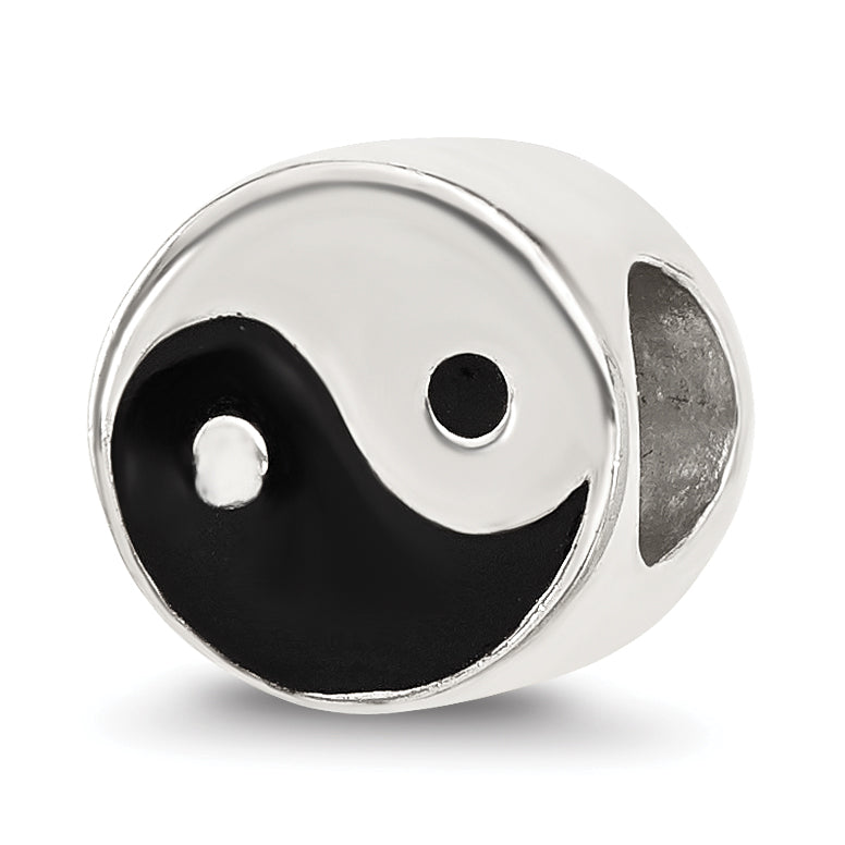 Sterling Silver Reflections Enameled Yin and Yang Circle Bead