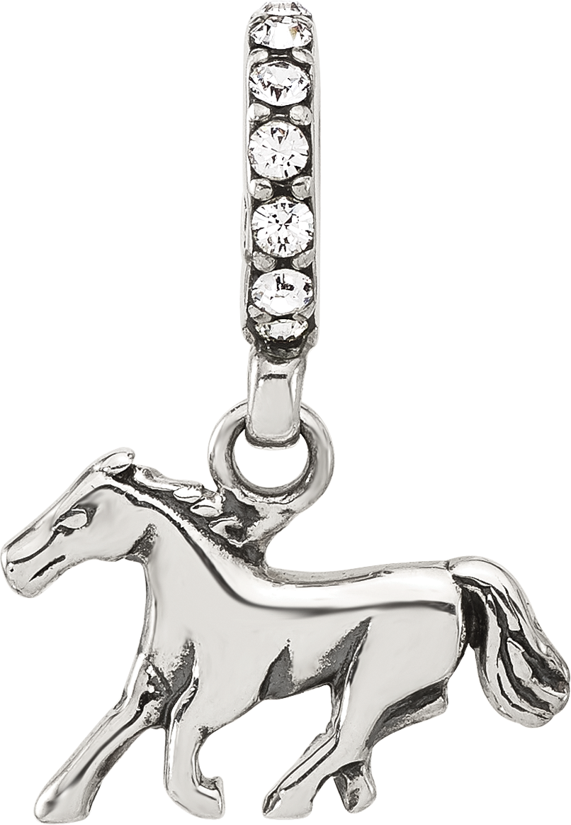 Sterling Silver Reflections Swarovski Crystal Horse Dangle Bead