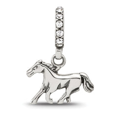 Sterling Silver Reflections Swarovski Crystal Horse Dangle Bead