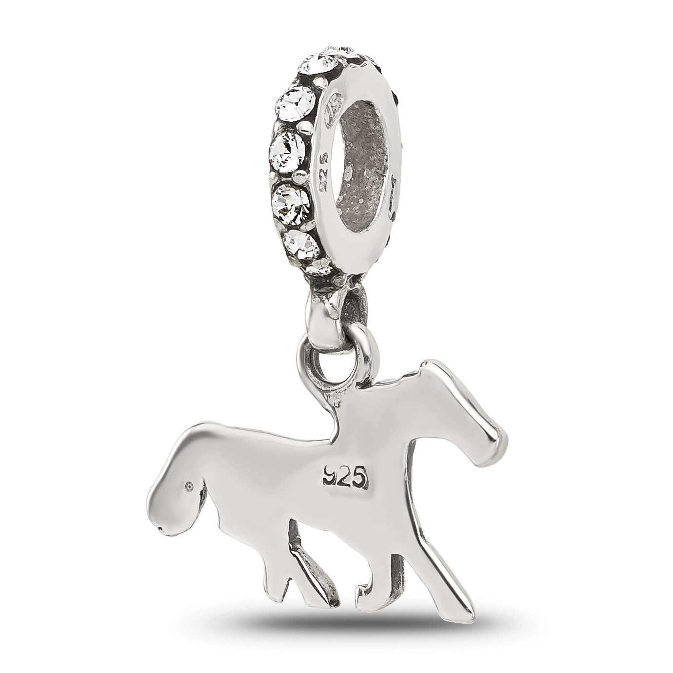 Sterling Silver Reflections Swarovski Crystal Horse Dangle Bead