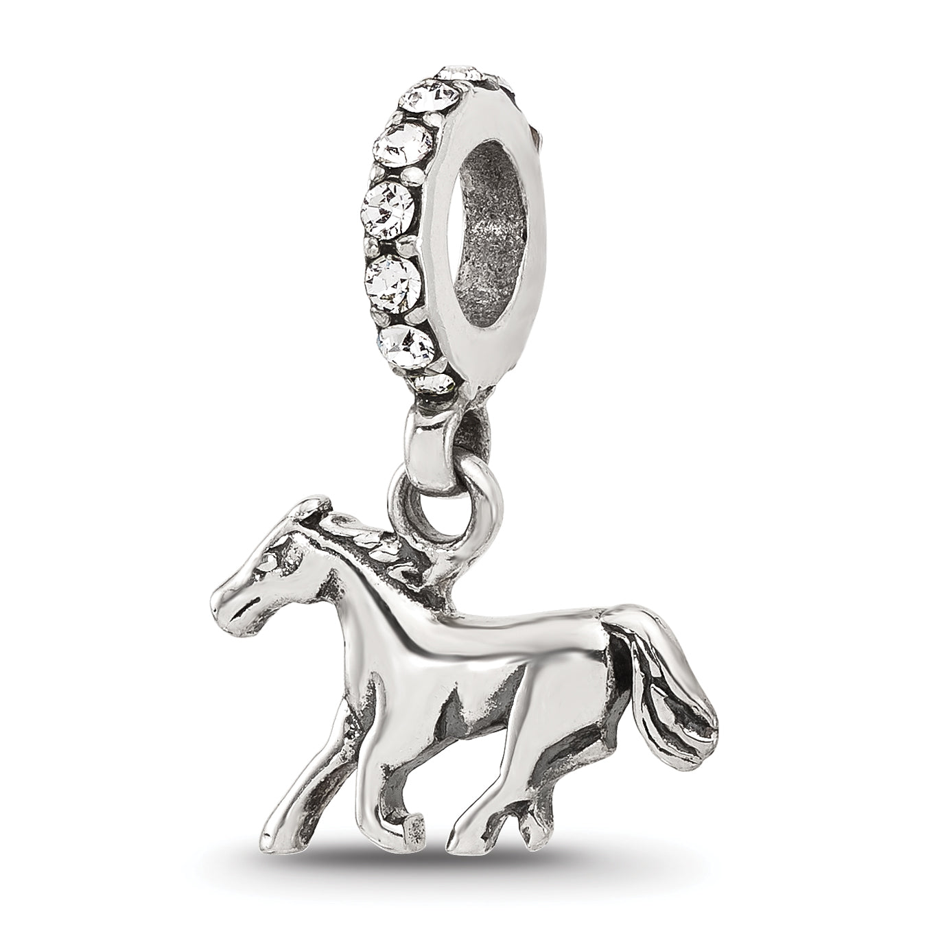 Sterling Silver Reflections Swarovski Crystal Horse Dangle Bead