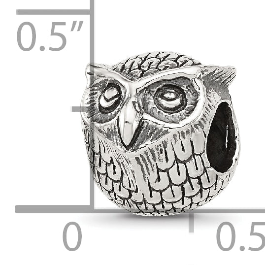 Sterling Silver Reflections Antiqued Owl Bead