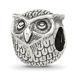 Sterling Silver Reflections Antiqued Owl Bead