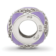 Sterling Silver Reflections Purple and CZ Enameled Design Bead