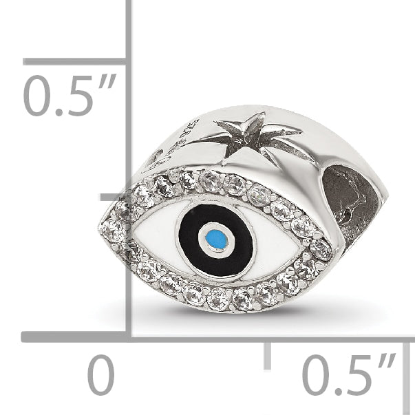 Sterling Silver Reflections Enameled and CZ Eye Bead