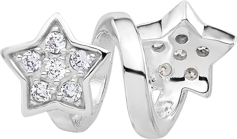 Sterling Silver Reflections Rhodium-plated CZ Star Twist Bead