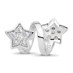 Sterling Silver Reflections Rhodium-plated CZ Star Twist Bead