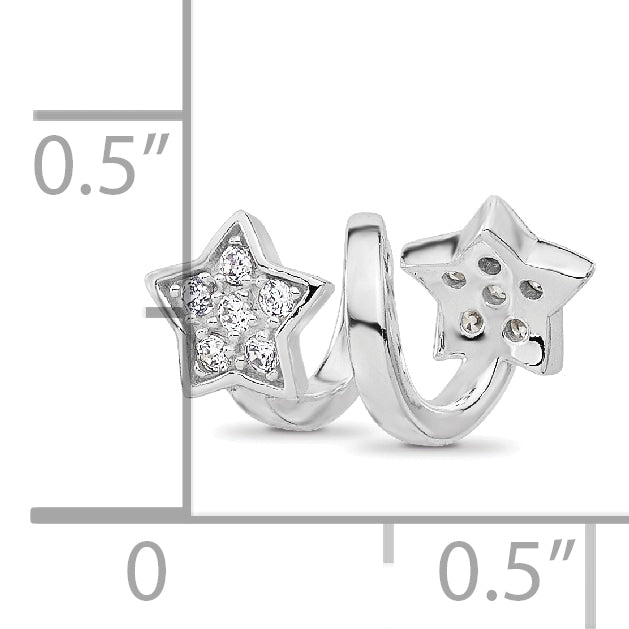 Sterling Silver Reflections Rhodium-plated CZ Star Twist Bead