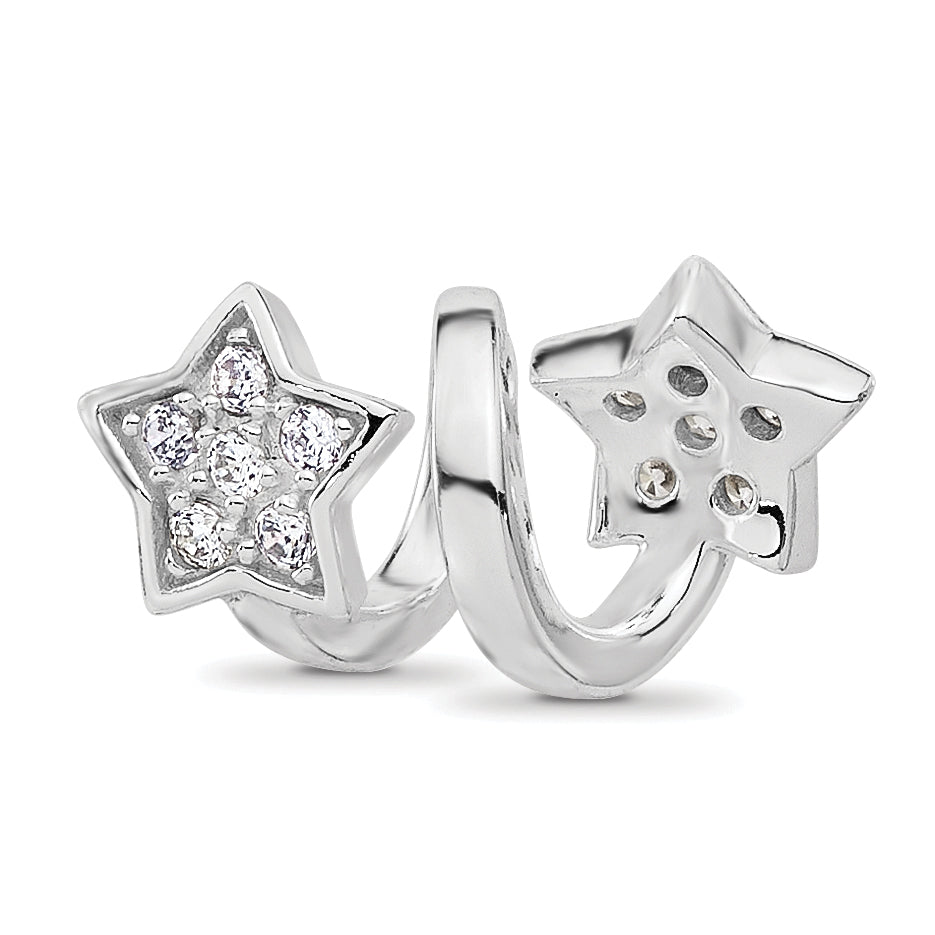 Sterling Silver Reflections Rhodium-plated CZ Star Twist Bead