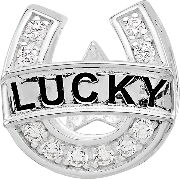 Sterling Silver Reflections Rhodium-plated CZ Lucky Horseshoe Bead