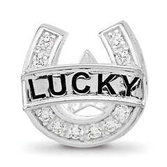 Sterling Silver Reflections Rhodium-plated CZ Lucky Horseshoe Bead