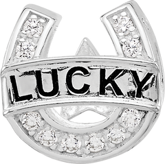 Sterling Silver Reflections Rhodium-plated CZ Lucky Horseshoe Bead