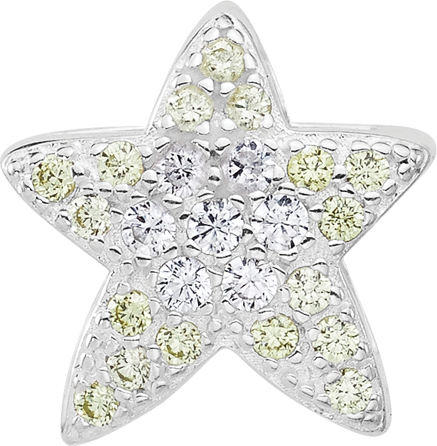 Sterling Silver Reflections Rhodium-plated Yellow & Clear CZ Star Bead