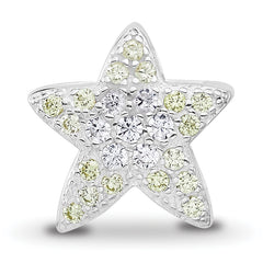 Sterling Silver Reflections Rhodium-plated Yellow & Clear CZ Star Bead