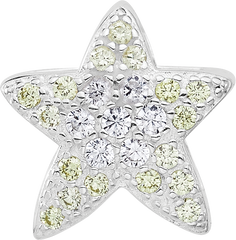 Sterling Silver Reflections Rhodium-plated Yellow & Clear CZ Star Bead