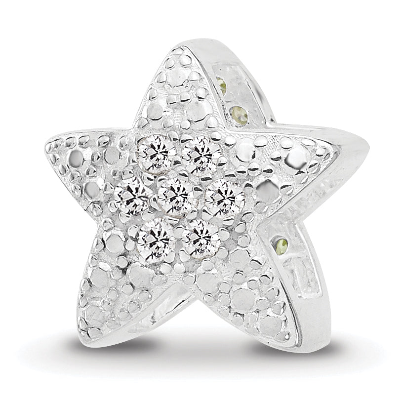 Sterling Silver Reflections Rhodium-plated Yellow & Clear CZ Star Bead