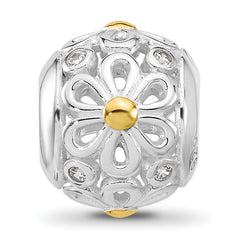 Sterling Silver Reflections Rhodium & Gold Plated Floral Bead