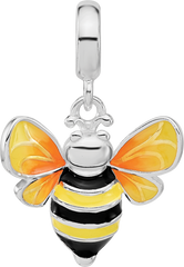 Sterling Silver Reflections Rh-plated Enamel BumbleBee Dangle Bead