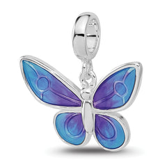 Sterling Silver Reflections Rh-plated Enamel Butterfly Dangle Bead