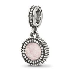 Sterling Silver Reflections Antiqued Pink Chalcedony Dangle Bead