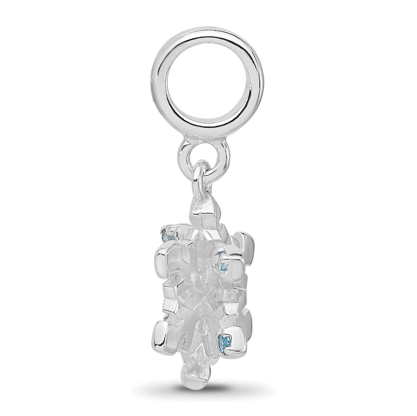 Sterling Silver Reflections Rh-plated Blue Spinel Snowflake Dangle Bead