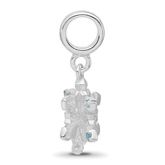 Sterling Silver Reflections Rh-plated Blue Spinel Snowflake Dangle Bead