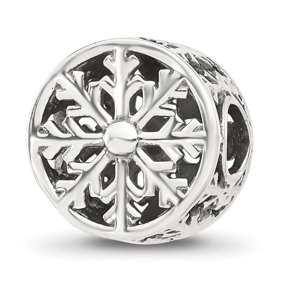 Sterling Silver Reflections Snowflake Circle Bead