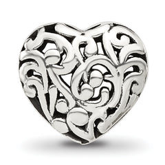 Sterling Silver Reflections Floral Heart Bead