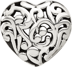 Sterling Silver Reflections Floral Heart Bead