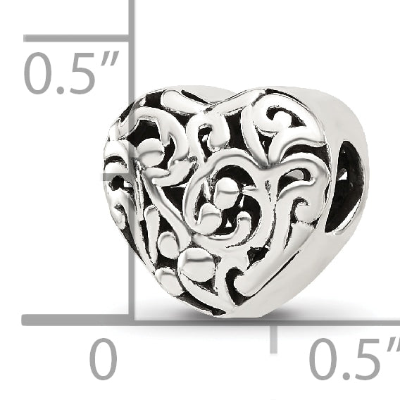 Sterling Silver Reflections Floral Heart Bead