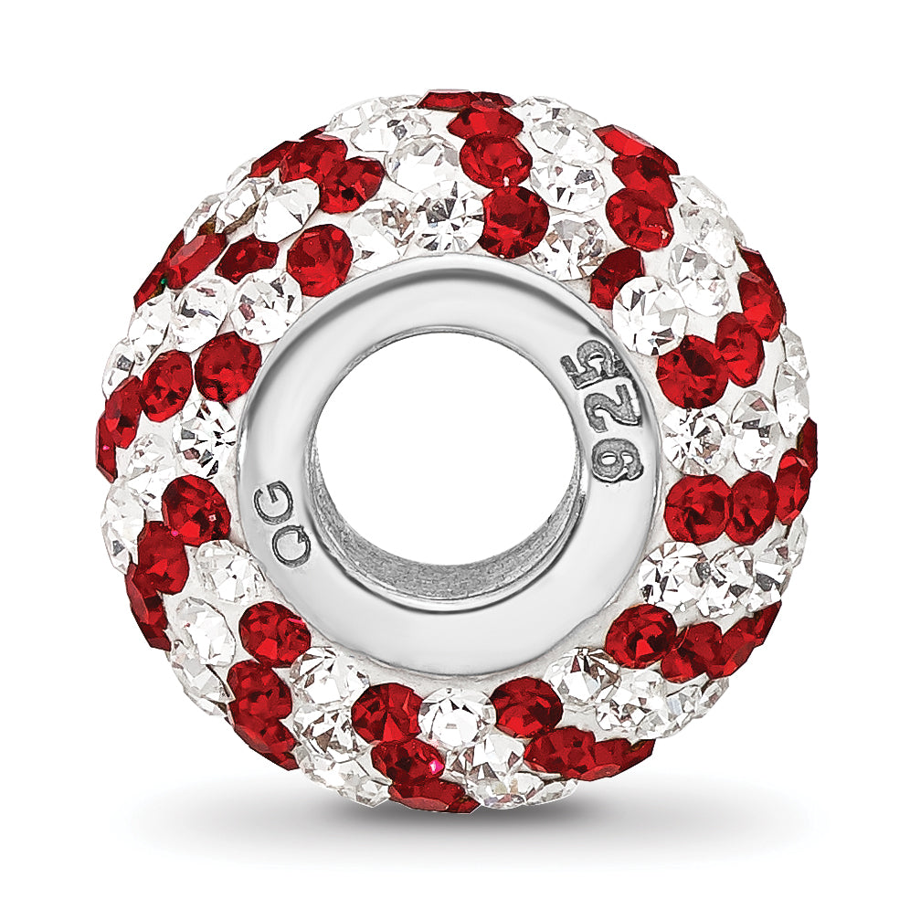 Sterling Silver Reflections RH-plated Red/White Preciosa Crystal Bead