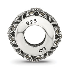 Sterling Silver Reflections Antiqued Floral Marcasite Bead