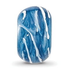 Sterling Silver Reflections Rhodium-plated Blue & White Enameled Bead