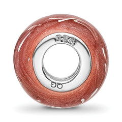 Sterling Silver Reflections Rhodium-plated Dark Coral & White Enamel Bead