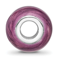 Sterling Silver Reflections Rhodium-plated Light Purple Shimmer Enamel Bead