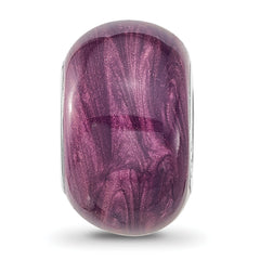 Sterling Silver Reflections Rhodium-plated Light Purple Shimmer Enamel Bead