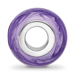Sterling Silver Reflections Rhodium-plated Shimmer Purple Enameled Bead