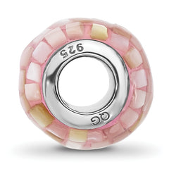 Sterling Silver Reflections Rhodium-plated Pink Mother Of Pearl Bead