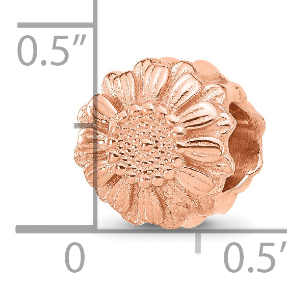 Sterling Silver Reflections Rose Gold-plated Floral Daisy Bead