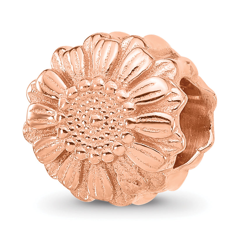 Sterling Silver Reflections Rose Gold-plated Floral Daisy Bead