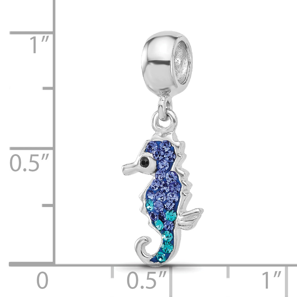 Sterling Silver Reflections RH-plated Seahorse Preciosa Crystal Dangle Bead