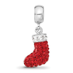 Sterling Silver Reflections RH-plated Christmas Stocking Preciosa Crystal B