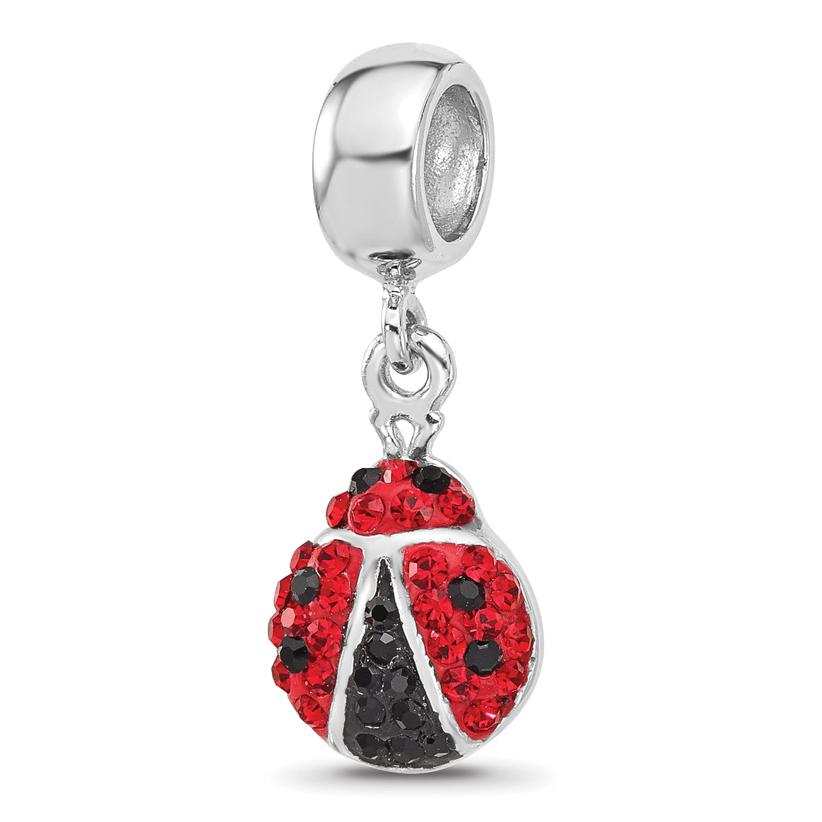 Sterling Silver Reflections Rhodium-plated Lady Bug Preciosa Crystal Bead