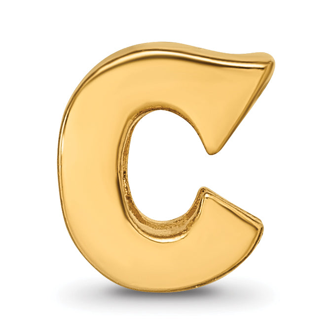 Sterling Silver Gold-Plated Letter C Bead with Polished Finish